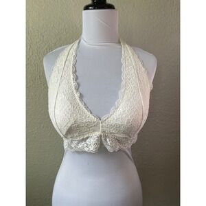 Gilly Hicks Cream Lace Halter Bralette - Elegant Sexy‎ Lingerie Top